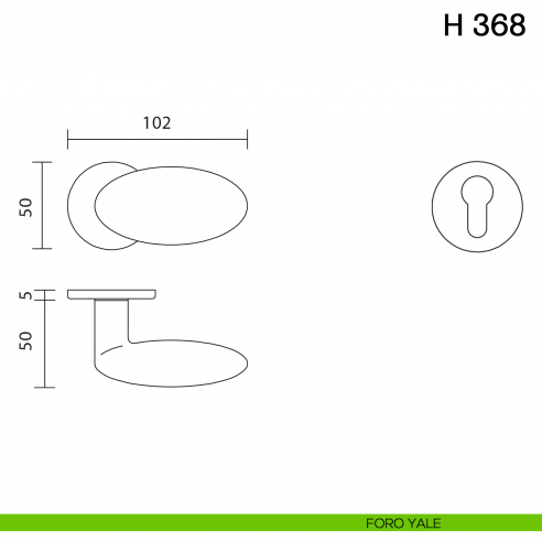 Maniglia per porta H 368 Valli collezione Fusital con rosetta fine foro yale