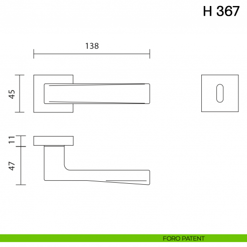 Maniglia per porta H 367 Valli collezione Fusital foro patent