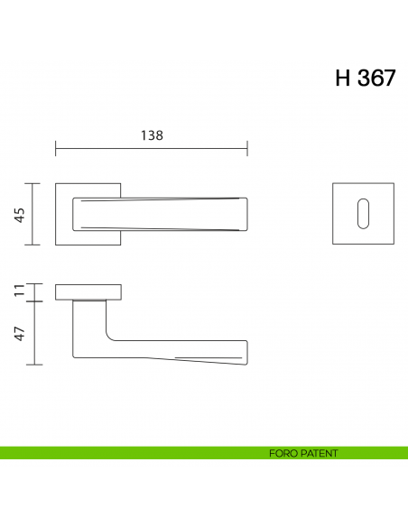 Maniglia per porta H 367 Valli collezione Fusital foro patent