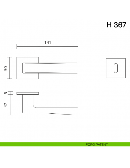 Maniglia per porta H 367 Valli collezione Fusital con rosetta fine foro patent
