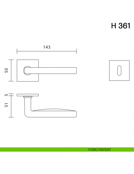 Maniglia per porta H 361 Valli collezione Fusital con rosetta fine foro patent