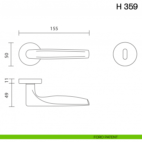 Maniglia per porta H 359 Valli collezione Fusital foro patent