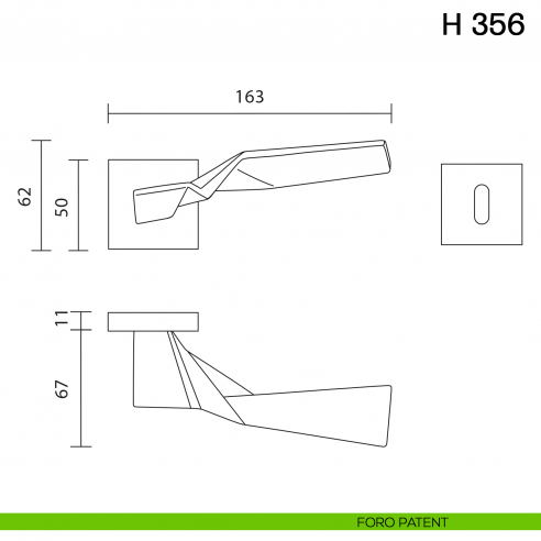 Maniglia per porta H 356 Valli collezione Fusital foro patent
