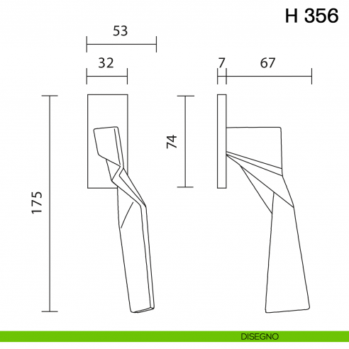 Maniglia per finestra martellina DK H 356 Valli collezione Fusital con rosetta fine disegno