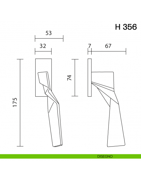 Maniglia per finestra martellina DK H 356 Valli collezione Fusital con rosetta fine disegno