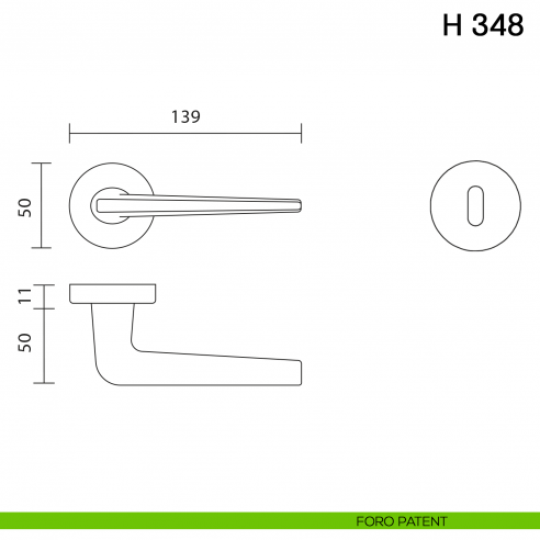 Maniglia per porta H 348 Valli collezione Fusital foro patent