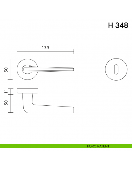 Maniglia per porta H 348 Valli collezione Fusital foro patent