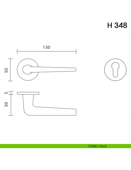 Maniglia per porta H 348 Valli collezione Fusital con rosetta fine foro yale