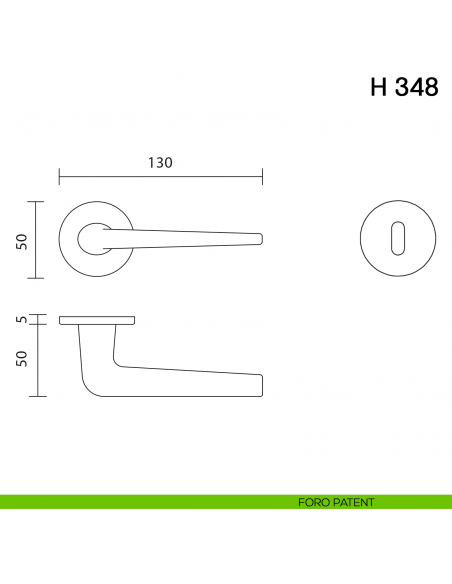 Maniglia per porta H 348 Valli collezione Fusital con rosetta fine foro patent
