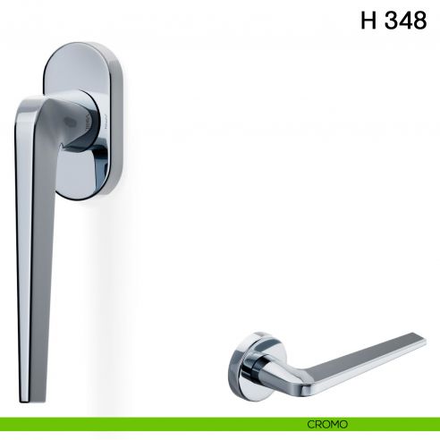 Maniglia per finestra martellina DK H 348 Valli collezione Fusital con rosetta fine cromo