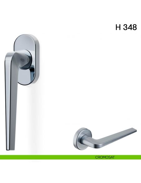 Maniglia per finestra martellina DK H 348 Valli collezione Fusital con rosetta fine cromosat