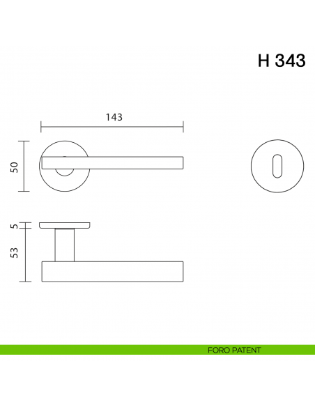 Maniglia per porta H 343 Valli collezione Fusital con rosetta fine foro patent