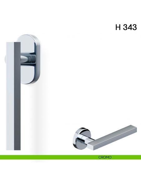 Maniglia per finestra martellina DK H 343 Valli collezione Fusital con rosetta fine cromo