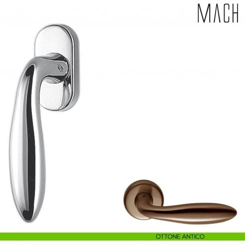 Maniglia per finestra martellina DK Mach Colombo Design ottone antico