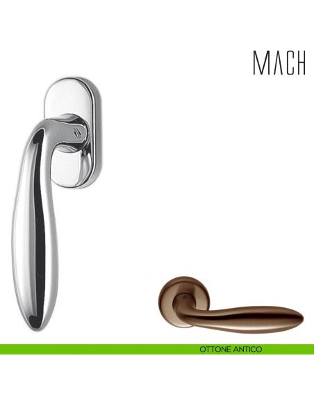 Maniglia per finestra martellina DK Mach Colombo Design ottone antico