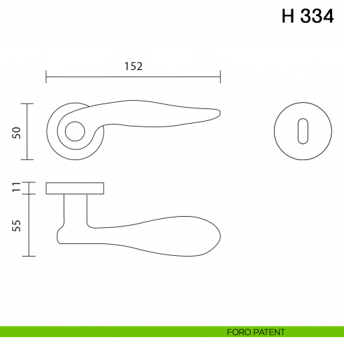 Maniglia per porta H 334 Valli collezione Fusital foro patent