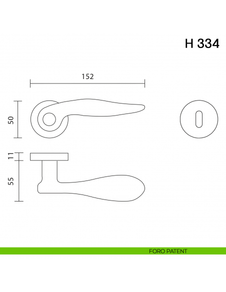 Maniglia per porta H 334 Valli collezione Fusital foro patent