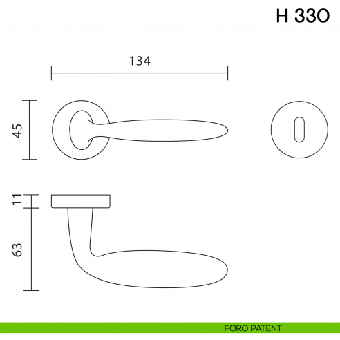 Maniglia per porta H 330 Valli collezione Fusital foro patent
