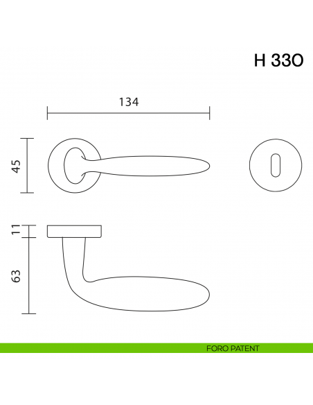 Maniglia per porta H 330 Valli collezione Fusital foro patent