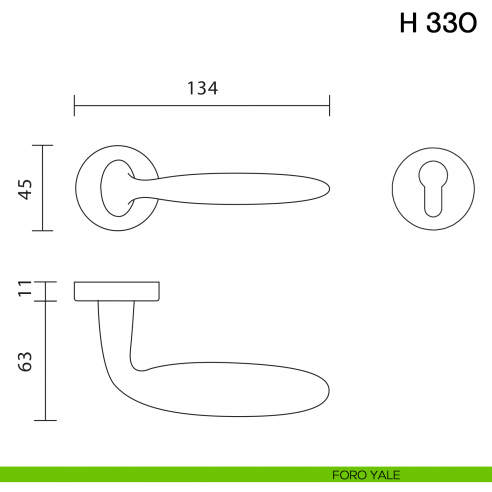 Maniglia per porta H 330 Valli collezione Fusital foro yale
