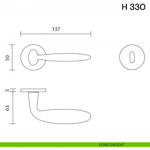 Maniglia per porta H 330 Valli collezione Fusital con rosetta fine foro patent