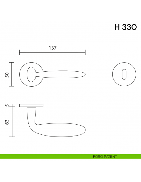 Maniglia per porta H 330 Valli collezione Fusital con rosetta fine foro patent
