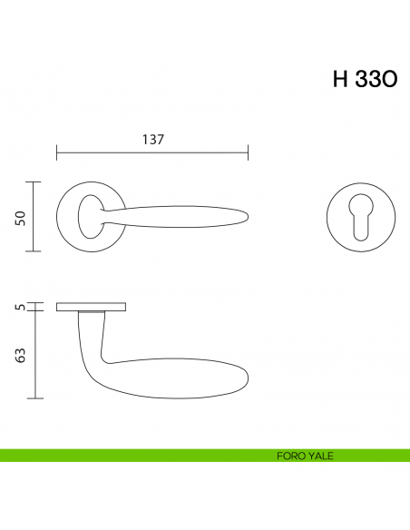 Maniglia per porta H 330 Valli collezione Fusital con rosetta fine foro yale