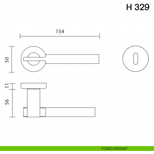 Maniglia per porta H 329 Valli collezione Fusital foro patent