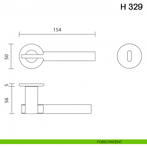 Maniglia per porta H 329 Valli collezione Fusital con rosetta fine foro patent
