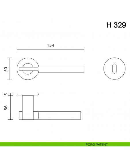 Maniglia per porta H 329 Valli collezione Fusital con rosetta fine foro patent
