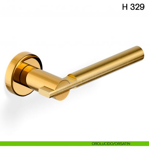 Maniglia per porta H 329 Valli collezione Fusital con rosetta fine orolucido - orsatin