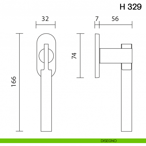 Maniglia per finestra martellina DK H 329 Valli collezione Fusital con rosetta fine disegno