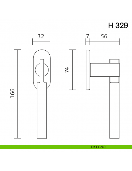 Maniglia per finestra martellina DK H 329 Valli collezione Fusital con rosetta fine disegno