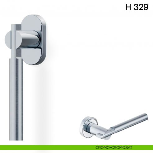 Maniglia per finestra martellina DK H 329 Valli collezione Fusital con rosetta fine cromo - cromosat