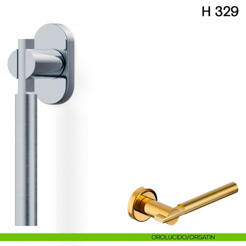 Maniglia per finestra martellina DK H 329 Valli collezione Fusital con rosetta fine orolucido - orsatin
