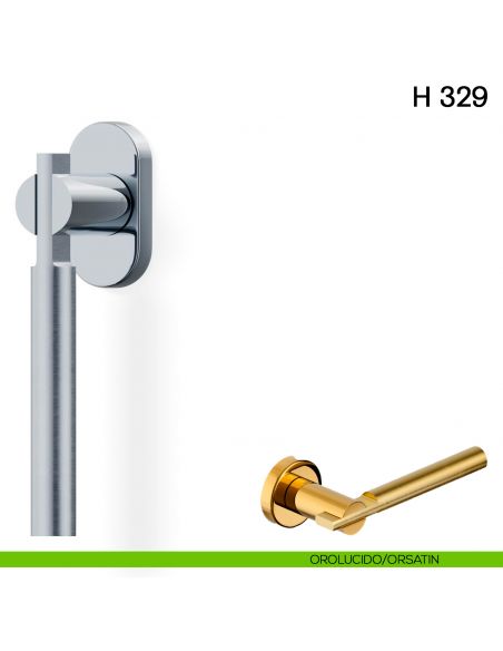 Maniglia per finestra martellina DK H 329 Valli collezione Fusital con rosetta fine orolucido - orsatin