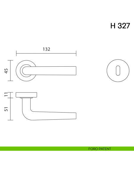 Maniglia per porta H 327 Valli collezione Fusital foro patent
