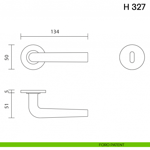 Maniglia per porta H 327 Valli collezione Fusital con rosetta fine foro patent