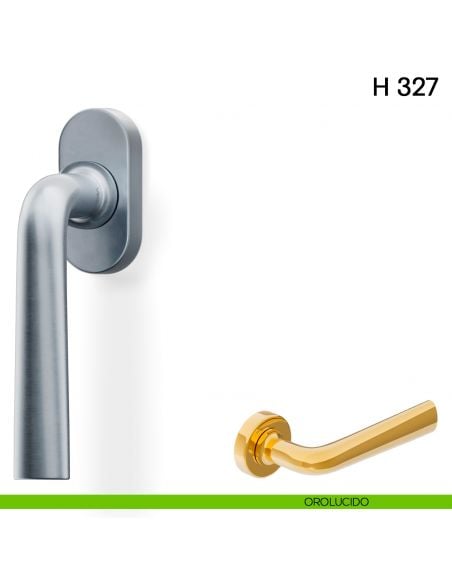 Maniglia per finestra martellina DK H 327 Valli collezione Fusital con rosetta fine orolucido