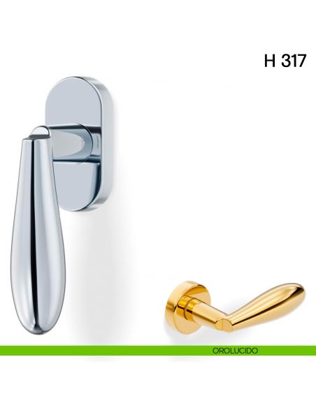 Maniglia per finestra martellina DK H 317 Valli collezione Fusital orolucido