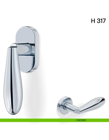 Maniglia per finestra martellina DK H 317 Valli collezione Fusital con rosetta fine cromo
