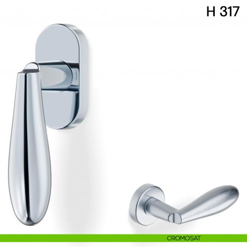 Maniglia per finestra martellina DK H 317 Valli collezione Fusital con rosetta fine cromosat