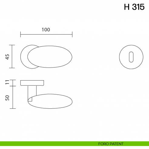 Maniglia per porta H 315 Valli collezione Fusital foro patent