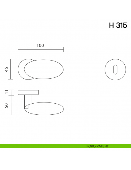 Maniglia per porta H 315 Valli collezione Fusital foro patent
