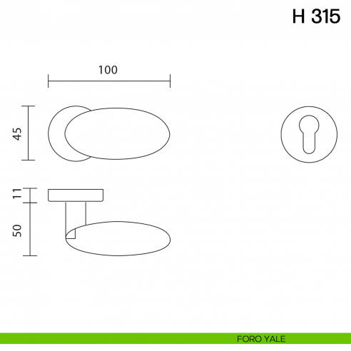 Maniglia per porta H 315 Valli collezione Fusital foro yale