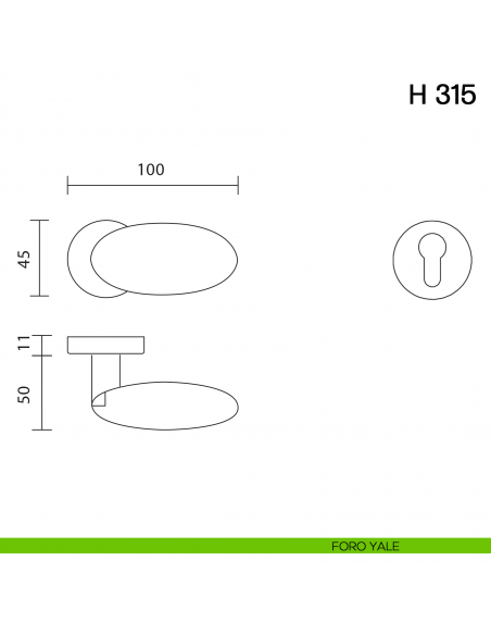 Maniglia per porta H 315 Valli collezione Fusital foro yale