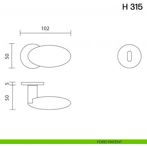 Maniglia per porta H 315 Valli collezione Fusital con rosetta fine foro patent