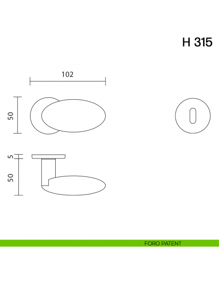 Maniglia per porta H 315 Valli collezione Fusital con rosetta fine foro patent