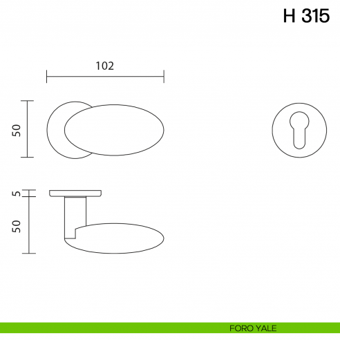 Maniglia per porta H 315 Valli collezione Fusital con rosetta fine foro yale