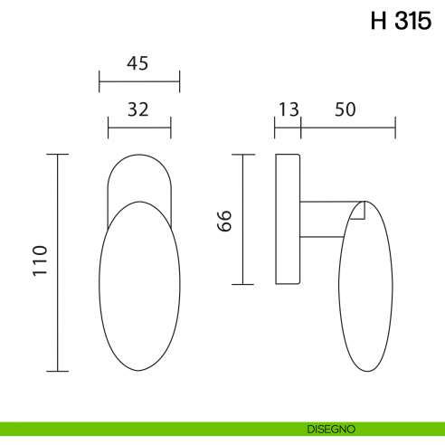 Maniglia per finestra martellina DK H 315 Valli collezione Fusital cromo